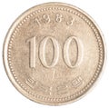 100 south korean wons coin Royalty Free Stock Photo