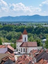 South Kranj, Church of St. Sebastian, Fabian and Roch at Pungart and Pungert Tower Royalty Free Stock Photo