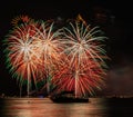 South lake tahoe fourth of july fireworks with boat Royalty Free Stock Photo