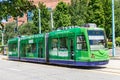 South Lake Union Line Tram at Fairview Stop in Seattle Royalty Free Stock Photo