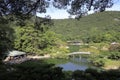 South lake, view from Hirai hill in Ritsurin garden Royalty Free Stock Photo