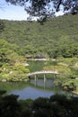 South lake, view from Hirai hill in Ritsurin garden Royalty Free Stock Photo