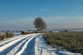 Winter and snow in Gulpen, a village in the bocage landscape of South Limburg, the Netherlands