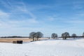 Winter and snow in Gulpen, a village in the bocage landscape of South Limburg, the Netherlands