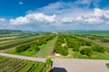 South Moravia, Czech republic: Vineyard fields on agriculture land. Countryside meadow, vineyard plant and beautiful landscape nea Royalty Free Stock Photo