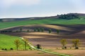 South Moravia landscape with wavy fields Royalty Free Stock Photo