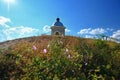 South Moravia - wine region. A beautiful little chapel above the vineyards. Summer landscape with nature in the Czech Republic.