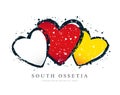 South Ossetia flag in the form of three hearts