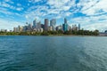 Sydney Skyline and the Botanic Gardens from Sydney Harbour.