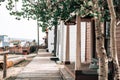 The boardwalks leading to different stores and buildings in the restored ghost Royalty Free Stock Photo