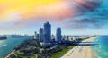 South Pointe Park and Coast - Aerial view of Miami Beach, Florid Royalty Free Stock Photo