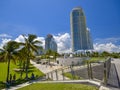 South Pointe Park, and luxury condos, in the South Beach neighborhood of Miami Beach, Florida Royalty Free Stock Photo
