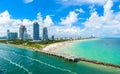 South Pointe Park and Pier at South Beach, Miami Beach. Aerial view. Paradise and tropical coast of Florida, USA Royalty Free Stock Photo