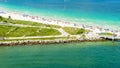 South Pointe Park and Pier at South Beach, Miami Beach. Aerial view. Paradise and tropical coast of Florida, USA Royalty Free Stock Photo