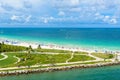 South Pointe Park and Pier at South Beach, Miami Beach. Aerial view. Paradise and tropical coast of Florida, USA Royalty Free Stock Photo