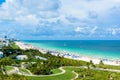 South Pointe Park and Pier at South Beach, Miami Beach. Aerial view. Paradise and tropical coast of Florida, USA Royalty Free Stock Photo