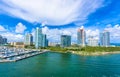 South Pointe Park and Pier at South Beach, Miami Beach. Aerial view. Paradise and tropical coast of Florida, USA Royalty Free Stock Photo