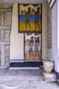 The South Propylaeum at the archaeological site of Knossos in Heraklion city with the two frescoes Royalty Free Stock Photo