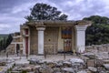 South Propylaeum restored building with the two frescoes at the archaeological site of Knossos Royalty Free Stock Photo