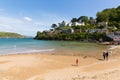 South sands beach Salcombe Devon UK beach in the estuary in summer with people Royalty Free Stock Photo