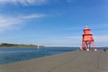 The Herd Groyne Lighthouse at South Shields on a summer day Royalty Free Stock Photo