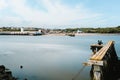 Jetty on River Tyne with North Shields in background Royalty Free Stock Photo
