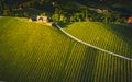 South styria vineyards aerial panoram landscape, Grape hills view from wine road in spring