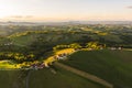 South styria vineyards aerial view at grape hills. Wine road in summer