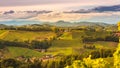 South styria vineyards landscape, near Gamlitz, Austria, Eckberg, Europe. Grape hills view from wine road in autumn