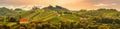 South styria vineyards landscape, near Gamlitz, Austria, Eckberg, Europe. Grape hills view from wine road in autumn Royalty Free Stock Photo