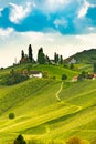 South styria vineyards landscape, near Gamlitz, Austria, Eckberg, Europe. Grape hills view from wine road in spring. Tourist Royalty Free Stock Photo