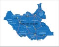 South Sudan highly detailed political map