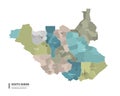 South Sudan higt detailed map with subdivisions