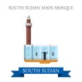 South Sudan Main Mosque. Flat historic web vector