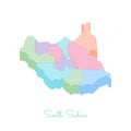 South Sudan region map: colorful isometric top.