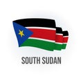 South Sudan vector flag. Bended flag of South Sudan, realistic vector illustration