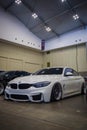 White BMW 435i coupe F32 in The Elite showcase Royalty Free Stock Photo