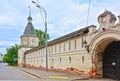 The South tower and the Holy gate of the Spaso-Andronikov monastery in Moscow, Russia