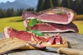 South Tyrolean snack with bacon in alpine region Royalty Free Stock Photo