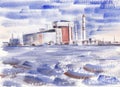 South ukrainian nuclear power plant iin the style of impressionism