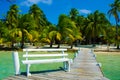 South Water Caye in Belize - small caribbean paradise island with tropical beach for vacation and relaxing Royalty Free Stock Photo