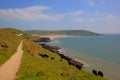South west coast path to Croyde from Woolacombe Devon England UK in summer with blue sky Royalty Free Stock Photo