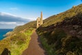 South west coast path and Towanroath shaft Engine House. Royalty Free Stock Photo