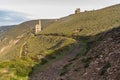 South west coast path and Towanroath shaft Engine House. Royalty Free Stock Photo