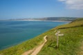 South west coast path and Woolacombe beach Devon England UK in summer Royalty Free Stock Photo