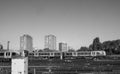 South West Railway train in London, black and white Royalty Free Stock Photo