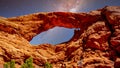 The South Window Arch under a Starry Night in the Windows Section in Arches National Park Royalty Free Stock Photo