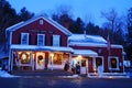 The South Woodstock Country store is aglow during the Christmas season Royalty Free Stock Photo