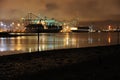 Southampton commercial container port by night. Royalty Free Stock Photo