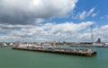 Southampton Docks on calm summer day with fine weather Royalty Free Stock Photo